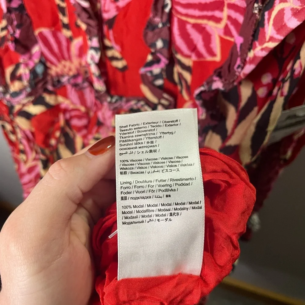 NWT Farm Rio Rio Ruffled Tiered Mini Dress Vibrant Tropical - Picture 12 of 13